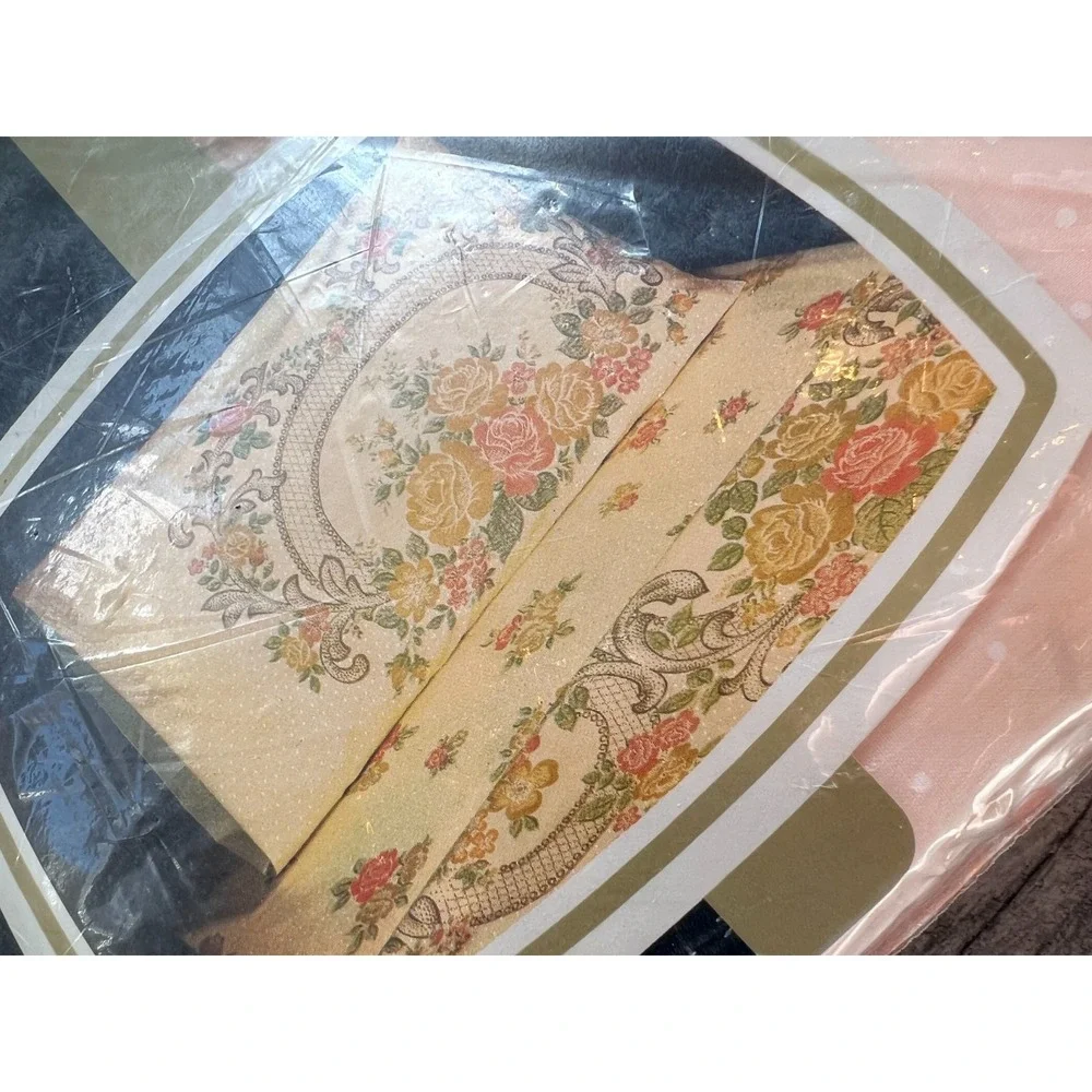 JCPenney‎ Full Size Fitted Sheet Floral Pale Orange No Iron Percale New Vintage
